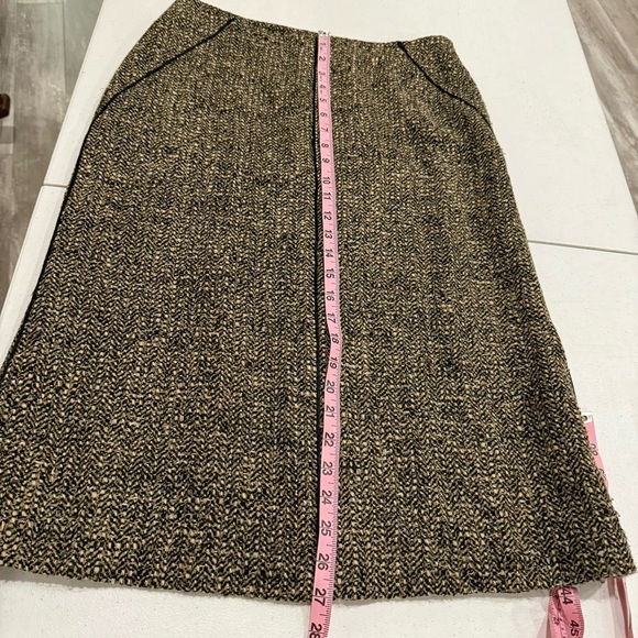 Talbots Wool Blend Skirt A-line Tweed Piping Black & Tan Midi Women’s Size 8 - Picture 5 of 12